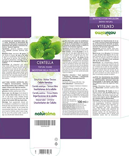 CENTELLA ASIÁTICA (Centella asiatica) hierba Tintura Madre sin alcohol NATURALMA | Extracto líquido gotas 100 ml | Complemento alimenticio | Vegano