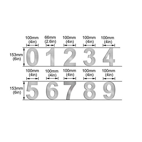 Cepillado número de casa 1 Uno -15.3 cm 6 in-made de sólido Acero inoxidable 304 flotante apariencia, fácil de instalar