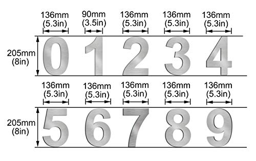 Cepillado número de casa 2 Two -20.5 cm 8.1 in-made de sólido Acero inoxidable 304 flotante apariencia, fácil de instalar