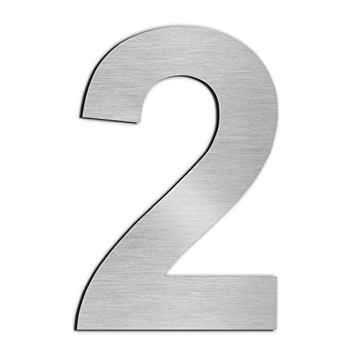 Cepillado número de casa 2 Two -20.5 cm 8.1 in-made de sólido Acero inoxidable 304 flotante apariencia, fácil de instalar