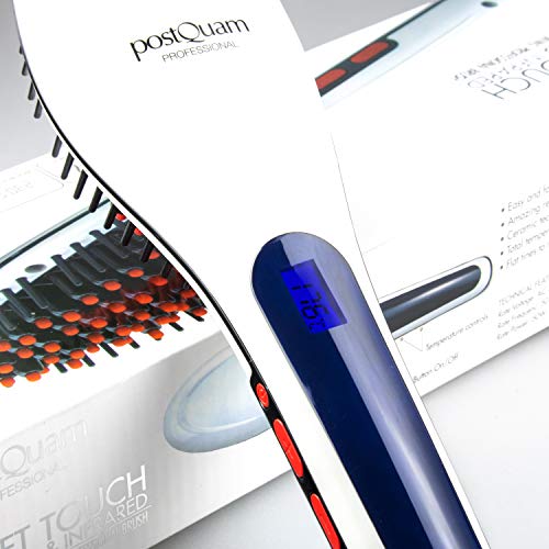 Cepillo alisador cerámico e infrarrojo para el pelo 50W, Blanco y rojo - Postquam