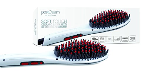 Cepillo alisador cerámico e infrarrojo para el pelo 50W, Blanco y rojo - Postquam
