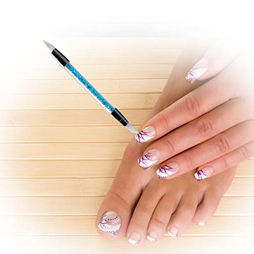 Cepillo de caucho de silicona, herramienta de arte para uñas, con 2 puntas de caucho de silicona diferentes