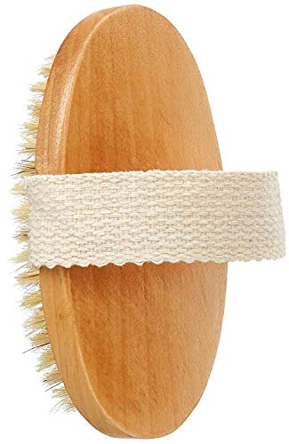 Cepillo de cuerpo seco, cerdas 100 % naturales, tratamiento de celulitis, aumenta la circulación y tonifica la piel