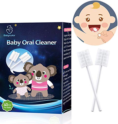 Cepillo de Dientes Bebé, Cepillo de dientes para bebés para limpiar la lengua gasa desechable, Cuidado bucal del bebé, Libre de BPA, Cepillo de Dientes Para Niños/Infantil, Portátil, 40 PCS