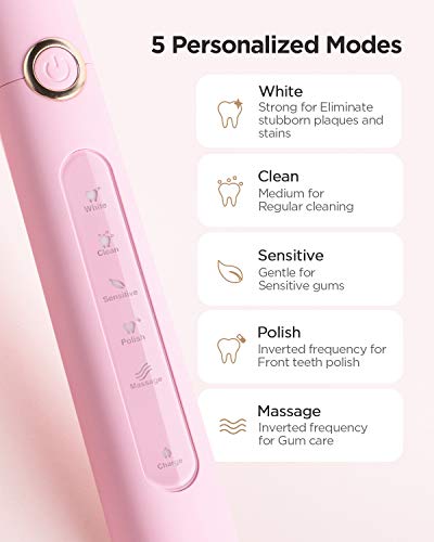 Cepillo de dientes eléctrico Fairywill Limpiar con sonico tecnología 4 horas de carga por 30 días de uso 3 modos de viaje Impermeable y totalmente lavable