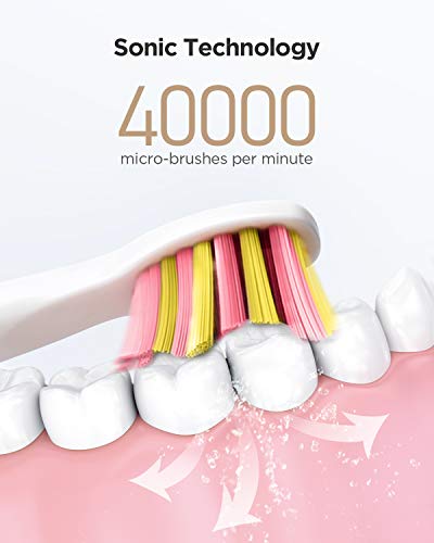 Cepillo de dientes eléctrico Fairywill Limpiar con sonico tecnología 4 horas de carga por 30 días de uso 3 modos de viaje Impermeable y totalmente lavable