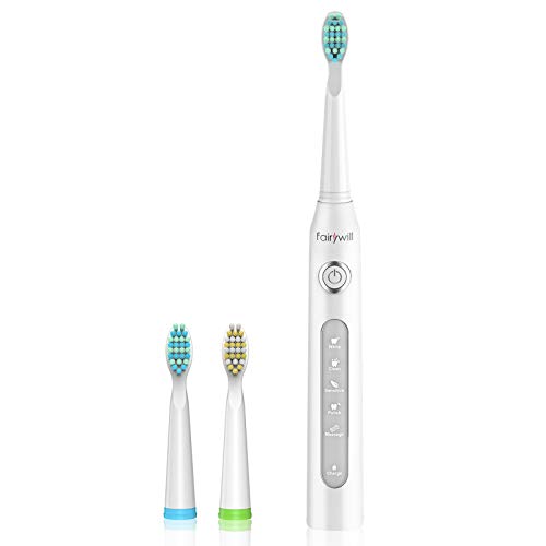 Cepillo de dientes eléctrico fairywill recargable con sonico tecnología,cepillo dental electrico impermeable fw-507 blanco.