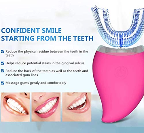 Cepillo de dientes eléctrico, la esterilización ultrasónico T-Tipo Cepillo de dientes UV 360 grados;Limpieza de los dientes resistente al agua IPX7 con estuche de viaje de carga inalámbrica de silicon