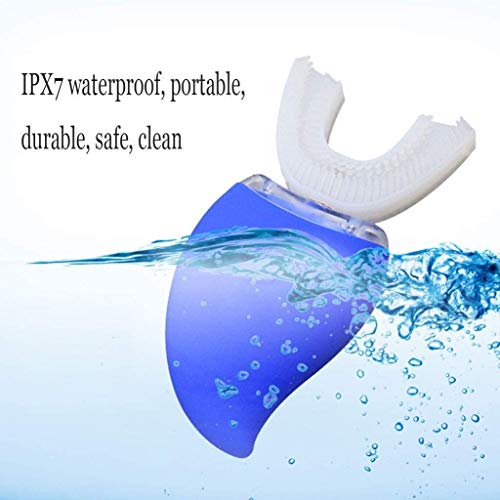 Cepillo de dientes eléctrico, la esterilización ultrasónico T-Tipo Cepillo de dientes UV 360 grados;Limpieza de los dientes resistente al agua IPX7 con estuche de viaje de carga inalámbrica de silicon