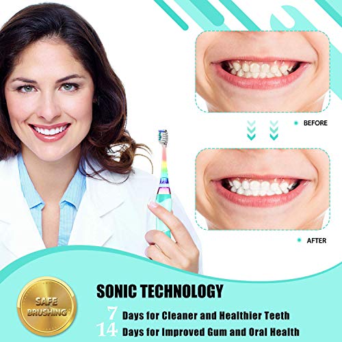 Cepillo de dientes eléctrico para niños, cepillo de dientes de batería para niños con temporizador operado por Sonic Technology para niños y niñas, color multicolor