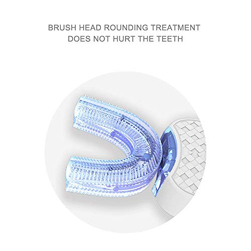 Cepillo de dientes eléctrico por ultrasonido, 360°, ultrasónico, resistente al agua, IPX7 AI, función de almacenamiento automático, chapado en Blu-ray (negro) (White)