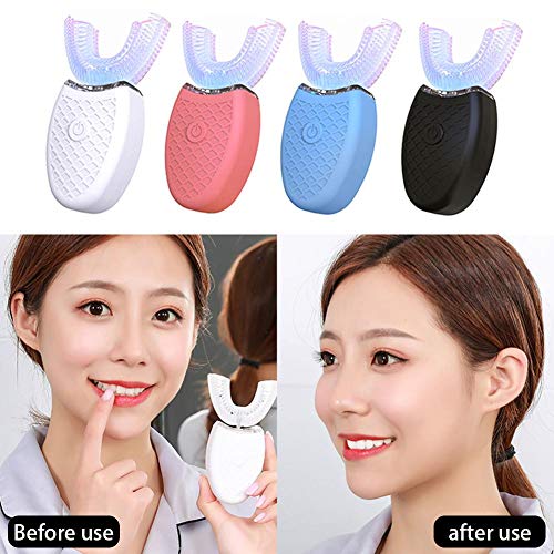 Cepillo De Dientes En Forma De U, Nuevo Cepillo De Dientes Blanqueador En Forma De U Impermeable De 3 Velocidades IPX7, Cepillo De Dientes Eléctrico Ultrasónico Con Cargador USB, Cepillo De Dientes