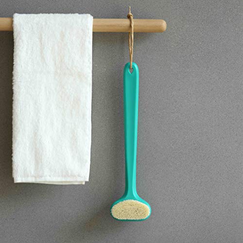 Cepillo de Ducha Naturales y Largo Mango del Cuerpo Cepillo Exfoliación Masajee Limpiar Espalda y Euerpo para Hombres Mujeres, Verde