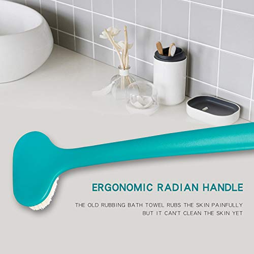 Cepillo de Ducha Naturales y Largo Mango del Cuerpo Cepillo Exfoliación Masajee Limpiar Espalda y Euerpo para Hombres Mujeres, Verde