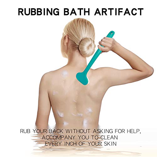 Cepillo de Ducha Naturales y Largo Mango del Cuerpo Cepillo Exfoliación Masajee Limpiar Espalda y Euerpo para Hombres Mujeres, Verde