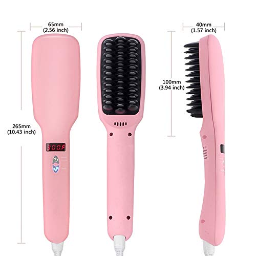 Cepillo de enderezador de pelo iónico para el suavizado sedoso del cabello libre de frizz no hace daño al cabello, calentamiento rápido,Pink