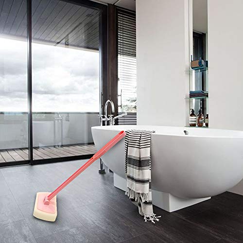 Cepillo de esponja de mango largo, cepillo de limpieza multifuncional antideslizante para el hogar, suelo de cristal, baño, pared, baño, cocina, azulejo