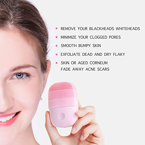 Cepillo de limpieza facial ultrasónico, con temporizador inteligente, silicona e impermeable IPX7, para una limpieza profunda, exfoliación suave, especialmente para pieles sensibles (rosa)