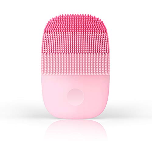 Cepillo de limpieza facial ultrasónico, con temporizador inteligente, silicona e impermeable IPX7, para una limpieza profunda, exfoliación suave, especialmente para pieles sensibles (rosa)