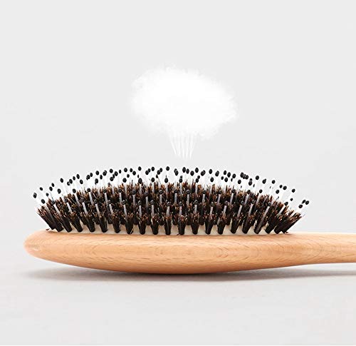 Cepillo De Pelo Natural De Cerdo Cepillo De Pelo De Madera Peine Damas Hombres Y Mujeres Niñas Adecuado para Grueso Seco Dañado Mojado Rizado Longitud De Onda 2 Piezas Traje