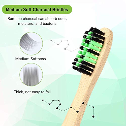 Cepillo Dientes Bambu 6 PCS Cepillo de Bambu Cepillos de Dientes de Bambu vegano, zero waste, biodegradable, sostenibles,100% libre de BPA-Bamboo Toothbrush con embalaje ecológico