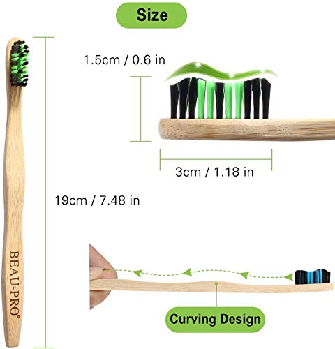 Cepillo Dientes Bambu 6 PCS Cepillo de Bambu Cepillos de Dientes de Bambu vegano, zero waste, biodegradable, sostenibles,100% libre de BPA-Bamboo Toothbrush con embalaje ecológico