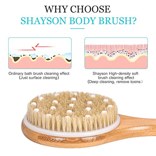 Cepillo Ducha Espalda,Cuerpo Cepillo Suave Natural Cerdas Cepillo,Cepillo Corporal para Espalda, Ducha, Cepillado Seco Y Húmedo para exfoliación, Reduce la Celulitis, Masaje,Obtener Piel Suave