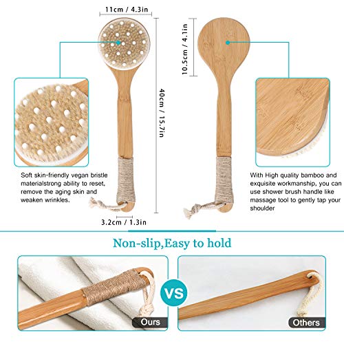 Cepillo Ducha Espalda,Cuerpo Cepillo Suave Natural Cerdas Cepillo,Cepillo Corporal para Espalda, Ducha, Cepillado Seco Y Húmedo para exfoliación, Reduce la Celulitis, Masaje,Obtener Piel Suave