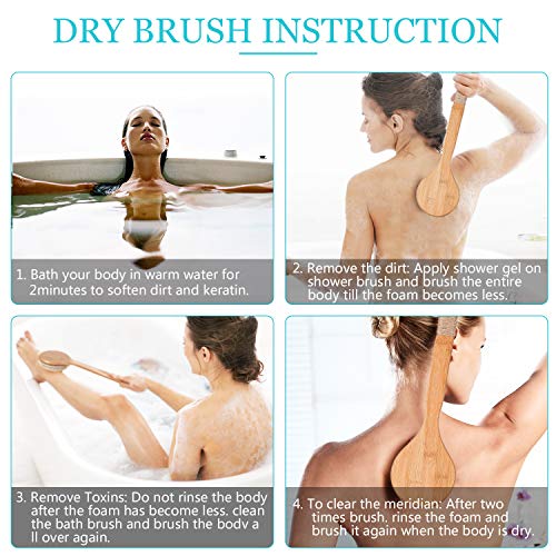 Cepillo Ducha Espalda,Cuerpo Cepillo Suave Natural Cerdas Cepillo,Cepillo Corporal para Espalda, Ducha, Cepillado Seco Y Húmedo para exfoliación, Reduce la Celulitis, Masaje,Obtener Piel Suave
