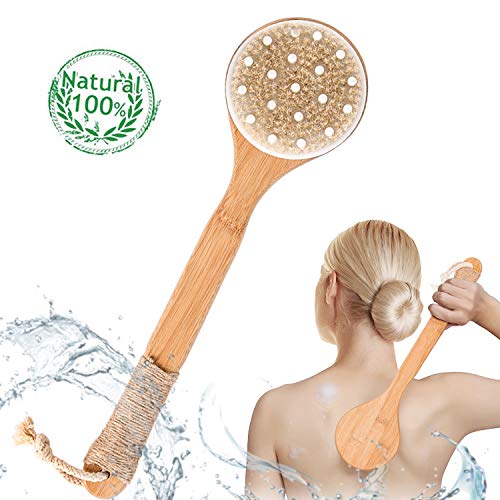 Cepillo Ducha Espalda,Cuerpo Cepillo Suave Natural Cerdas Cepillo,Cepillo Corporal para Espalda, Ducha, Cepillado Seco Y Húmedo para exfoliación, Reduce la Celulitis, Masaje,Obtener Piel Suave