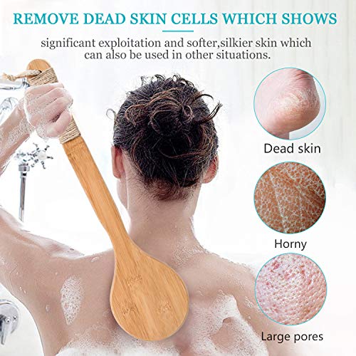 Cepillo Ducha Espalda,Cuerpo Cepillo Suave Natural Cerdas Cepillo,Cepillo Corporal para Espalda, Ducha, Cepillado Seco Y Húmedo para exfoliación, Reduce la Celulitis, Masaje,Obtener Piel Suave