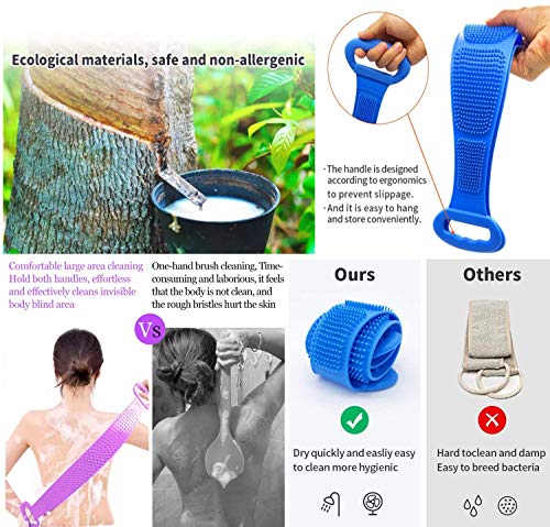 Cepillo Espalda Cepillo Ducha para Espalda Exfoliante Corporal Cepillo de Ducha de Silicona Silicona Cuerpo Cepillo, Cepillo Seco, Cepillo de Baño Ducha con 1 Ganchos Cuadrados