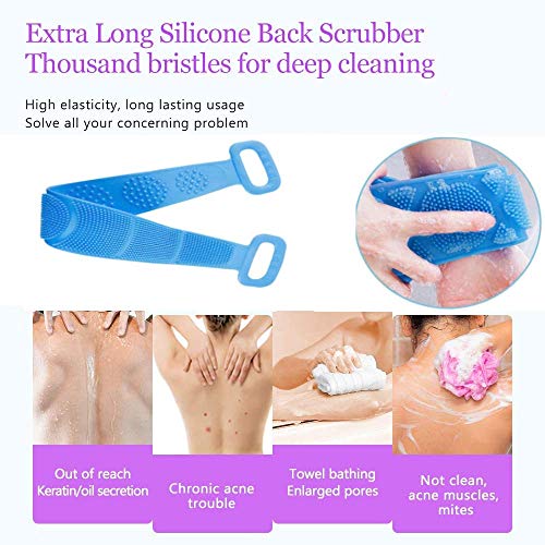 Cepillo Espalda Cepillo Ducha para Espalda Exfoliante Corporal Cepillo de Ducha de Silicona Silicona Cuerpo Cepillo, Cepillo Seco, Cepillo de Baño Ducha con 1 Ganchos Cuadrados