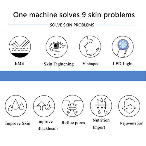 Cepillo facial limpiador, exfoliante y masajeador 6 en 1; cepillo facial para tratamiento facial con RF, EMS, ultrasonidos, vibración, iones y luz led Rejuvenece, limpia y alisa arrugas finas.