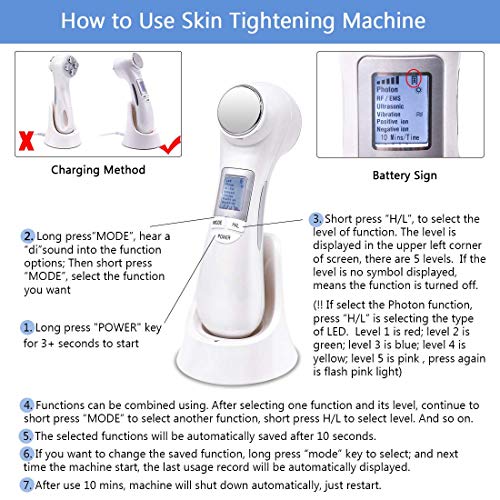 Cepillo facial limpiador, exfoliante y masajeador 6 en 1; cepillo facial para tratamiento facial con RF, EMS, ultrasonidos, vibración, iones y luz led Rejuvenece, limpia y alisa arrugas finas.
