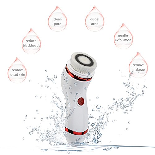 Cepillo Limpiador Facial, Impermeable Cepillo de Limpieza Brush y Masajeador Rojo