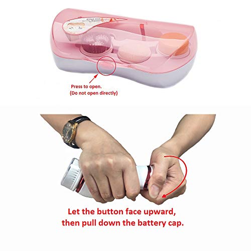 Cepillo Limpiador Facial, Impermeable Cepillo de Limpieza Brush y Masajeador Rojo