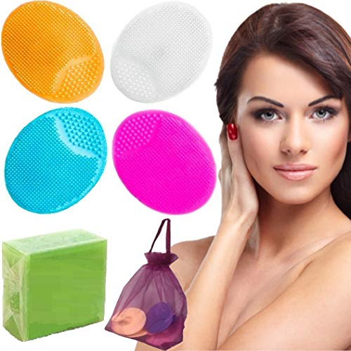 Cepillo Limpieza Facial Jabón Aloe Vera Natural 4X Antiedad Exfoliante Piel Sensible Scrub Desmaquillante Delicada Skin Care Regalo Limpiador Silicona Scrubber