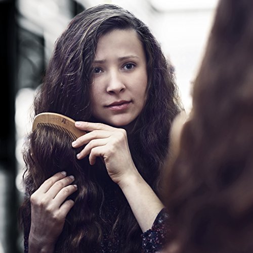 Cepillo para el pelo de bambú y cerdas de jabalí con alfileres para desenredar. Genial para desenredar el cabello. Los alfileres dirigen el pelo a las cerdas de jabalí, que vuelven el pelo sedoso.