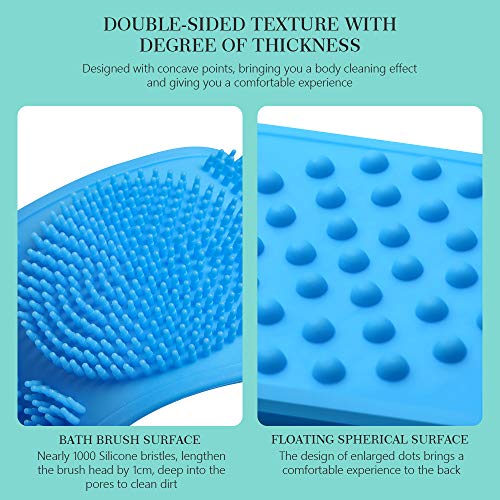 Cepillos de ducha, Tintec 3 piezas toalla de ducha silicona de doble cara de 70cm, con cepillo de baño exfoliante gancho baño masaje corporal limpieza de espalda
