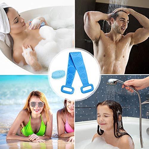 Cepillos de ducha, Tintec 3 piezas toalla de ducha silicona de doble cara de 70cm, con cepillo de baño exfoliante gancho baño masaje corporal limpieza de espalda