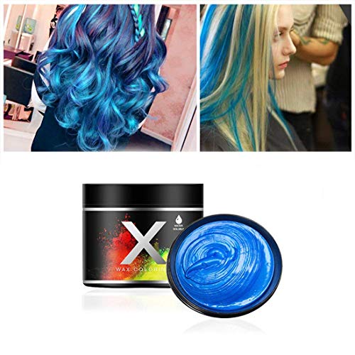 Cera Azul del color del pelo, modelado temporal de una sola vez Cera natural del teñido de pelo del color, crema temporal del peinado, cera que modela para la fiesta, Cosplay, partido (Azul)