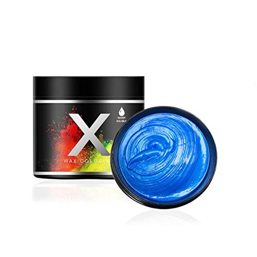 Cera Azul del color del pelo, modelado temporal de una sola vez Cera natural del teñido de pelo del color, crema temporal del peinado, cera que modela para la fiesta, Cosplay, partido (Azul)