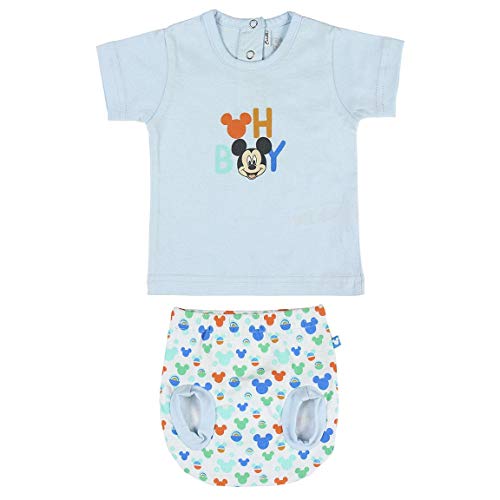 Cerdá Conjunto Ropa Disney Bebe de Mickey Mouse Juego de Pijama, Azul Claro, 3 Meses para Bebés