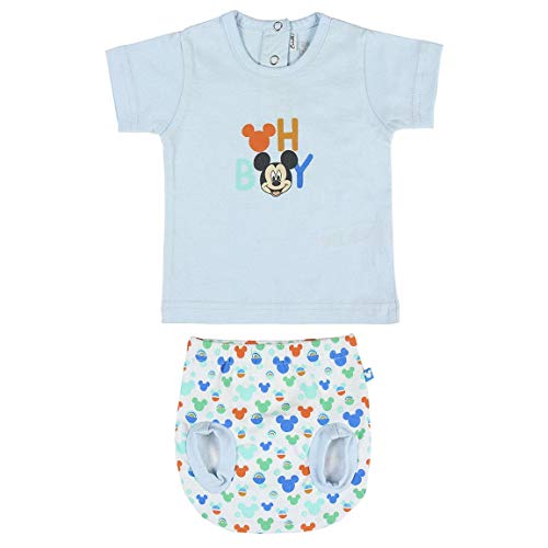 Cerdá Conjunto Ropa Disney Bebe de Mickey Mouse Juego de Pijama, Azul Claro, 3 Meses para Bebés