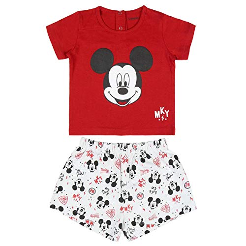 Cerdá Pijama Niño 2 Años de Mickey Mouse - Camiseta + Pantalon de Algodón - Color Rojo Juego Unisex bebé