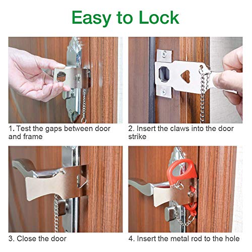 Cerradura de puerta portátil, Cerradura de viaje, Agregar cerradura adicional para mayor seguridad y privacidad, Cerradura sólida de servicio pesado para viajar, AirBNB, Hotel, Hogar, Apartamento