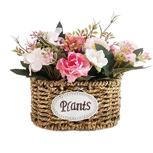 Cesta de flores de seda artificial, arreglos florales, centros de mesa de flores falsas, regalo para bodas, hogar, cocina, jardín, sala de estar, hotel, oficina, fiesta, decoraciones florales, negro