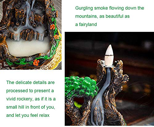 CestMall Cascada Monje Quemador de Incienso de reflujo Torre de montaña Sostenedores de Incienso con 50 Conos de Incienso de Incienso para el hogar Oficina Yoga Aromaterapia